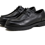 Vintage Black Round Toe Split Leather Derby
