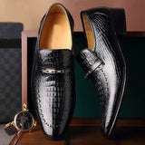 Akexiya Crocodile Pattern Dress Loafers
