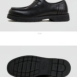 Vintage Black Round Toe Split Leather Derby