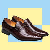 Akexiya Crocodile Pattern Dress Loafers