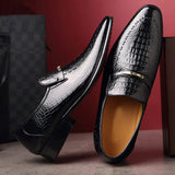Akexiya Crocodile Pattern Dress Loafers