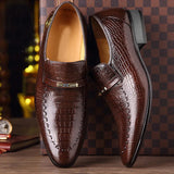 Akexiya Crocodile Pattern Dress Loafers