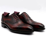 Bordeaux Square-Toe Premium Leather Oxfords